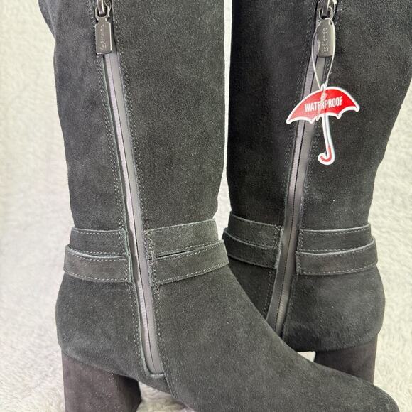 Blondo Ashley Tall Boots Womens 6 Black Suede Waterproof Knee-High Heeled - Picture 7 of 14